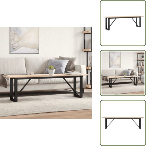 The Living Store Mesa de centro marco O madera maciza pino y acero 160x40x45 cm - Madera maciza