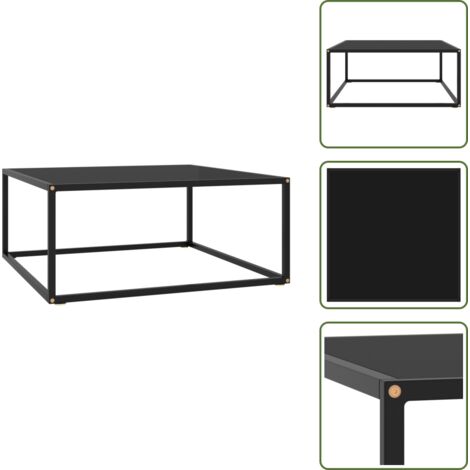 The Living Store Mesa de centro negra con vidrio negro 80x80x35 cm - Mesa de salón