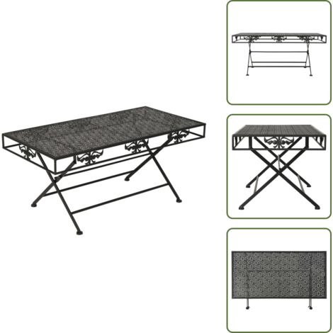 The Living Store Mesa de centro plegable estilo vintage metal negro 100x50x45 cm - Mesa vintage