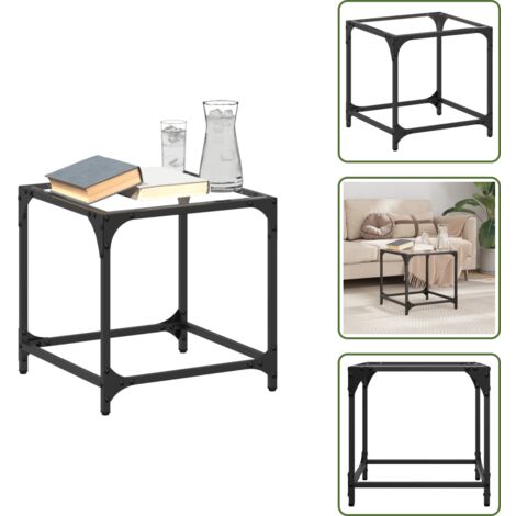The Living Store Mesa de centro superficie vidrio transparente acero 40x40x40 cm - Mesa de salón