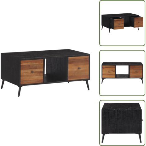 The Living Store Mesa de centro teca reciclada maciza 90x50x41 cm - Mesa de salón