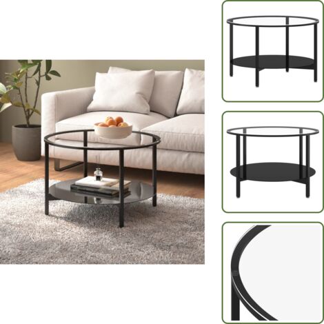 The Living Store Mesa de centro vidrio templado negro y transparente 70 cm - Mesa de salón
