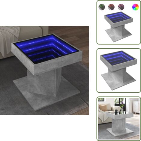 The Living Store Mesa de centro y LED madera ingeniería gris hormigón 50x50x45cm - Luz led