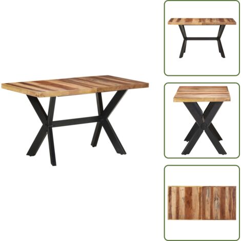 The Living Store Mesa de comedor de madera acacia acabado miel 140x70x75 cm - Madera acacia