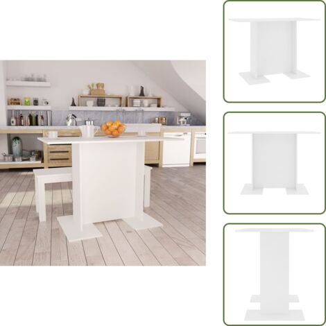 The Living Store Mesa de comedor de madera contrachapada blanco 110x60x75 cm - Madera contrachapada