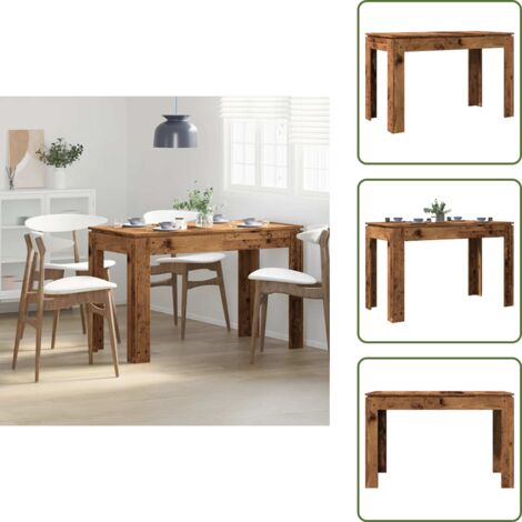 The Living Store Mesa de comedor de madera contrachapada madera vieja - Madera contrachapada