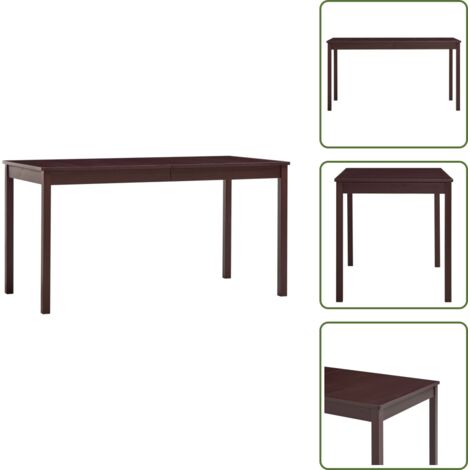 The Living Store Mesa de comedor de madera de pino marrón oscuro 140x70x73 cm - Madera de pino