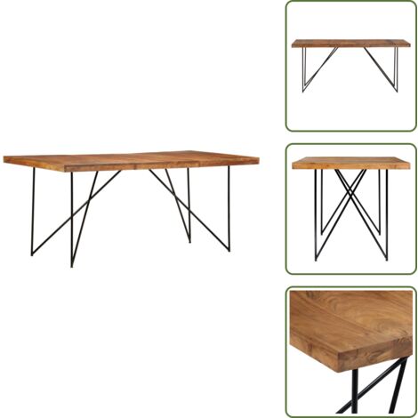 The Living Store Mesa de comedor de madera maciza de acacia 180x90x76 cm - Madera maciza