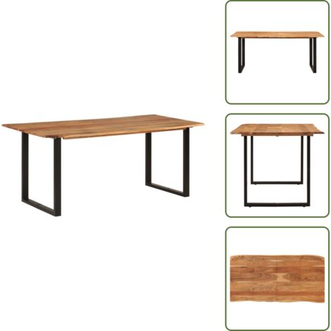 The Living Store Mesa de comedor de madera maciza de acacia 180x90x76 cm - Madera maciza