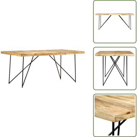 The Living Store Mesa de comedor de madera maciza de mango 180x90x76 cm - Madera de mango