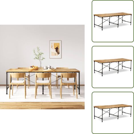 The Living Store Mesa de comedor de madera maciza de mango 240 cm - Madera de mango