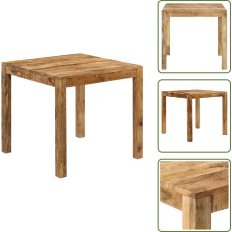 The Living Store Mesa de comedor de madera maciza de mango 82x80x76 cm - Mesa de comedor de mango