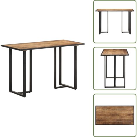 The Living Store Mesa de comedor de madera maciza de mango rugosa 120 cm - Madera de mango