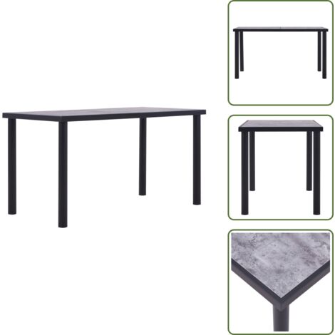 The Living Store Mesa de comedor de MDF negro y gris hormigón 140x70x75 cm - Mesa de comedor de madera