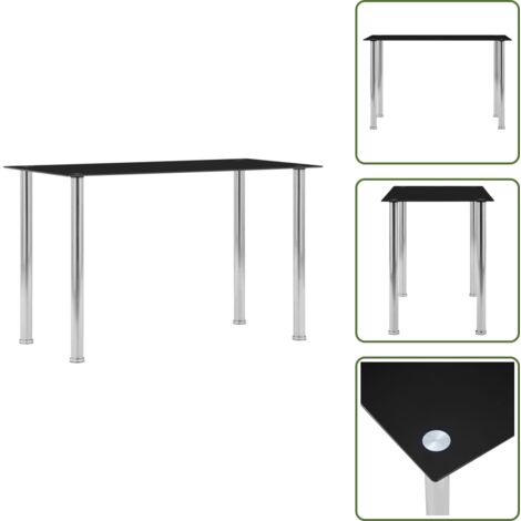 The Living Store Mesa de comedor de vidrio templado negro 120x60x75 cm - Mesa de vidrio
