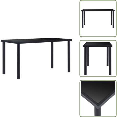 The Living Store Mesa de comedor de vidrio templado negro 140x70x75 cm - Vidrio templado