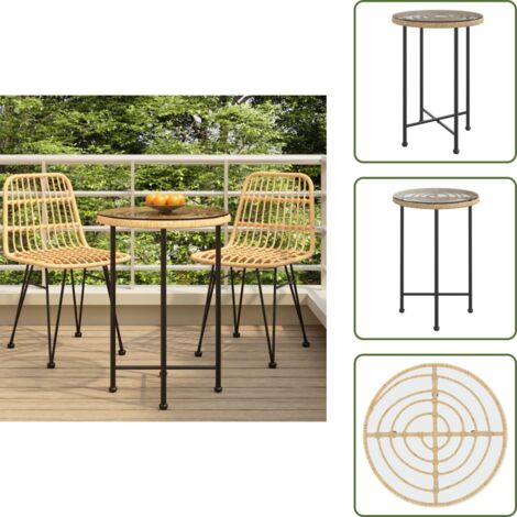 The Living Store Mesa de comedor de vidrio templado y acero 55 cm - Mesa de jardín