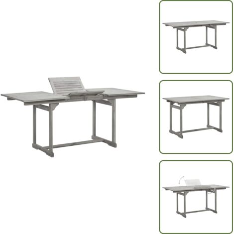 The Living Store Mesa de comedor jardín madera maciza acacia (120-170)x80x75 cm - Mesa de comedor exterior