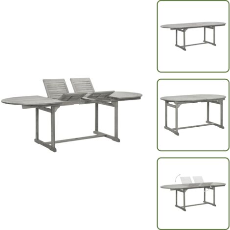 The Living Store Mesa de comedor jardín madera maciza acacia (160-240)x100x75 cm - Mesa de comedor exterior