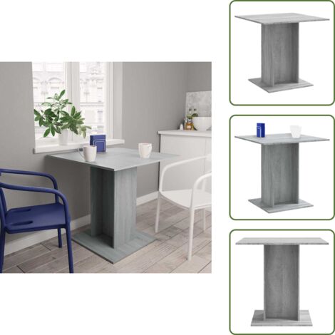 The Living Store Mesa de comedor madera contrachapada gris Sonoma 80x80x75 cm - Madera contrachapada