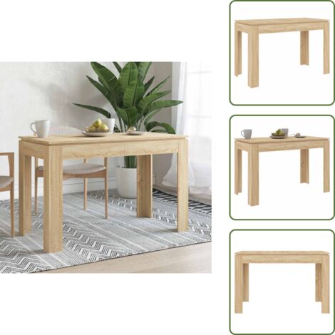 The Living Store Mesa de comedor madera contrachapada roble Sonoma 120x60x76cm - Mesa de comedor de madera