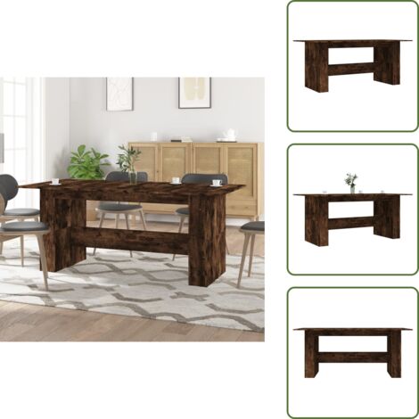 The Living Store Mesa de comedor madera de ingeniería roble ahumado 180x90x76 cm - Madera de ingeniería