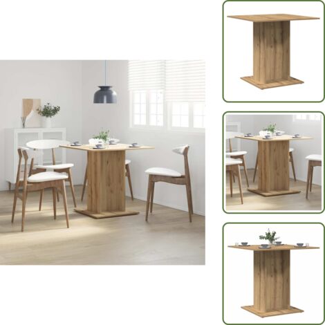 The Living Store Mesa de comedor madera de ingeniería roble artisan 80x80x75 cm - Madera de ingeniería
