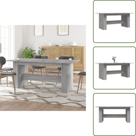 The Living Store Mesa de comedor madera de ingeniería Sonoma gris 180x90x76 cm - Madera de ingeniería