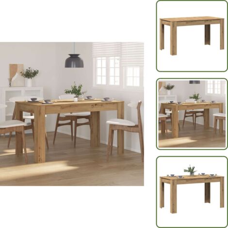The Living Store Mesa de comedor madera ingeniería roble artisan 140x74,5x76 cm - Madera de ingeniería