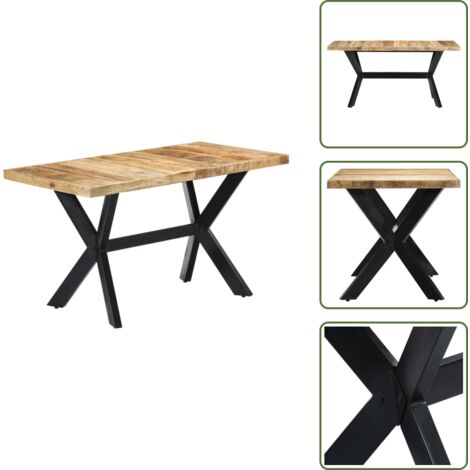The Living Store Mesa de comedor madera maciza de mango rugosa 140x70x75 cm - Madera de mango