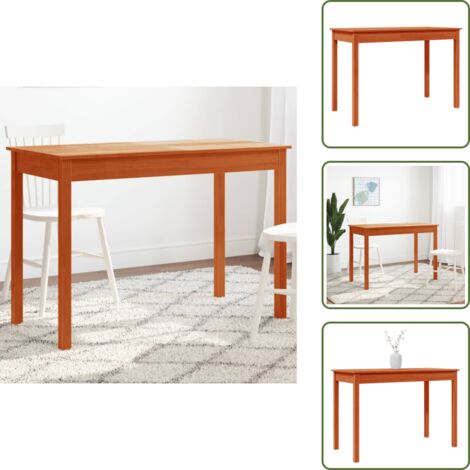 The Living Store Mesa de comedor madera maciza de pino marrón cera 110x55x75 cm - Mesa de madera