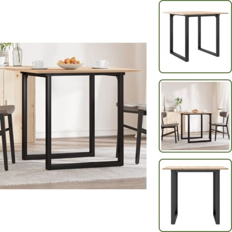 The Living Store Mesa de comedor marco O madera maciza pino y acero 90x90x75 cm - Madera maciza
