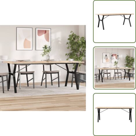 The Living Store Mesa de comedor marco Y madera maciza pino acero 200x100x75,5cm - Madera maciza