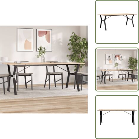 The Living Store Mesa de comedor marco Y madera maciza pino y acero 200x100x75cm - Mesa de comedor de madera