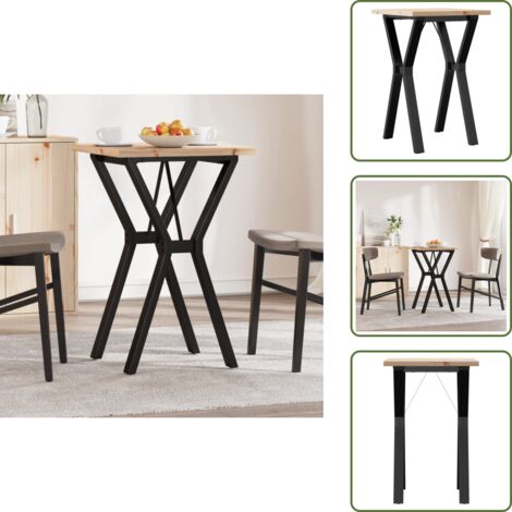 The Living Store Mesa de comedor marco Y madera maciza pino y acero 50x50x75,5cm - Madera maciza