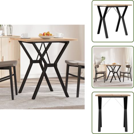 The Living Store Mesa de comedor marco Y madera maciza pino y acero 70x70x75,5cm - Madera maciza