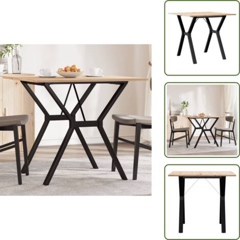 The Living Store Mesa de comedor marco Y madera maciza pino y acero 80x80x75 cm - Madera maciza
