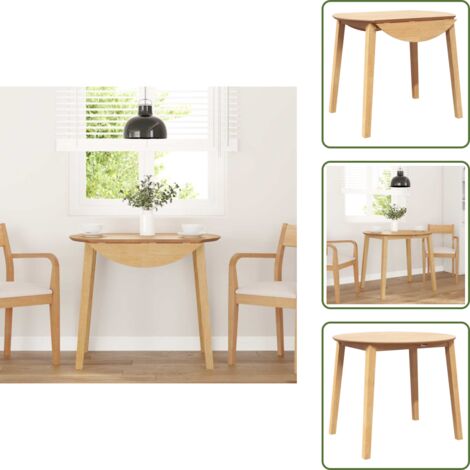 The Living Store Mesa de comedor natural madera maciza roble caucho - Madera de caucho