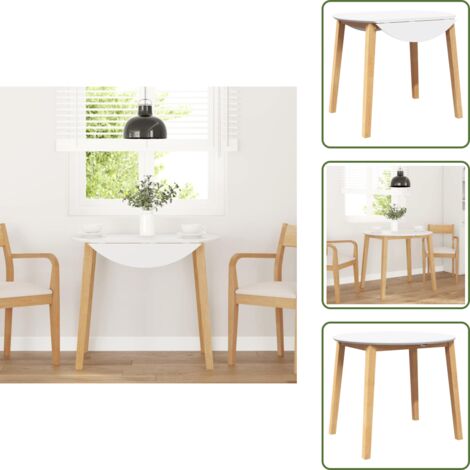 The Living Store Mesa de comedor natural madera maciza roble caucho - Madera maciza