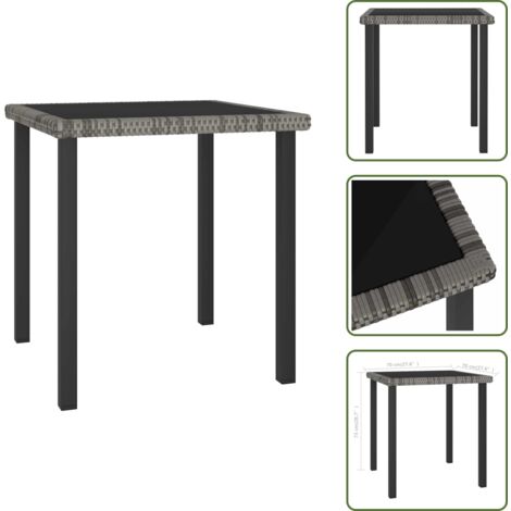The Living Store Mesa de comedor para jardín ratán sintético gris 70x70x73 cm - Mesa de comedor