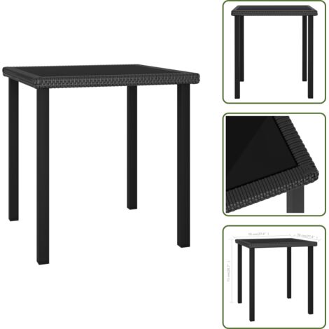 The Living Store Mesa de comedor para jardín ratán sintético negro 70x70x73 cm - Mesa de comedor