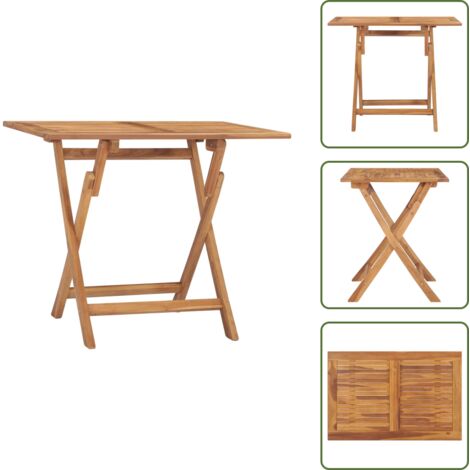 The Living Store Mesa de comedor plegable para jardín madera de teca 90x60x75 cm - Mesa de comedor