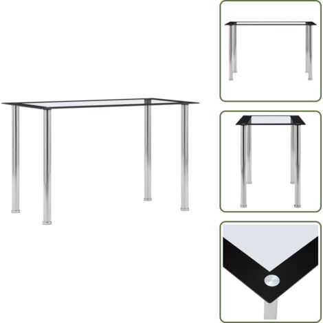 The Living Store Mesa de comedor vidrio templado negro transparente 120x60x75 cm - Vidrio templado