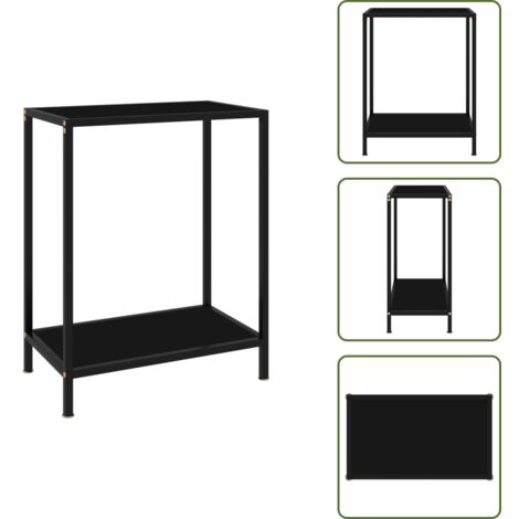 The Living Store Mesa de consola negro vidrio templado 60x35x75 cm - Mesa auxiliar