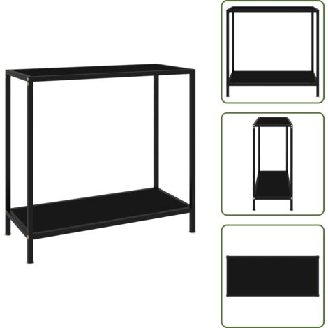 The Living Store Mesa de consola negro vidrio templado 80x35x75 cm - Mesa auxiliar
