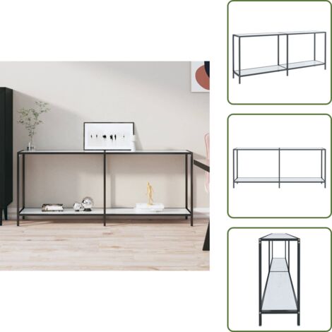 The Living Store Mesa de consola vidrio templado blanco 180x35x75,5 cm - Mesa auxiliar