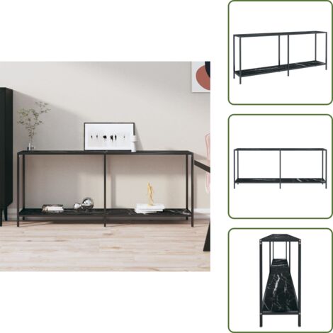 The Living Store Mesa de consola vidrio templado negro 180x35x75,5 cm - Mesa auxiliar
