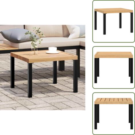 The Living Store Mesa de jardín acero recubrimiento en polvo negro 55x55x39,5 cm - Mesa de patio