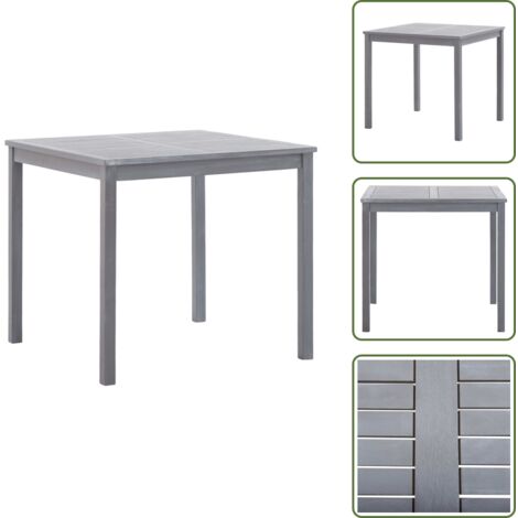 The Living Store Mesa de jardín de madera maciza de acacia gris 80x80x74 cm - Mesa de comedor