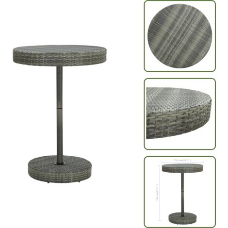 The Living Store Mesa de jardín de ratán sintético gris 75,5x106 cm - Ratán sintético